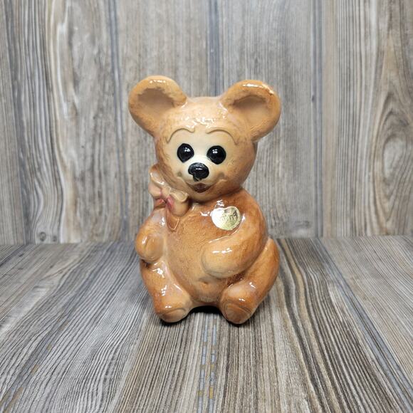 Vintage Royal Copley Teddy Bear Planter, Brown Ceramic, Nursery Decor - Picture 1 of 6